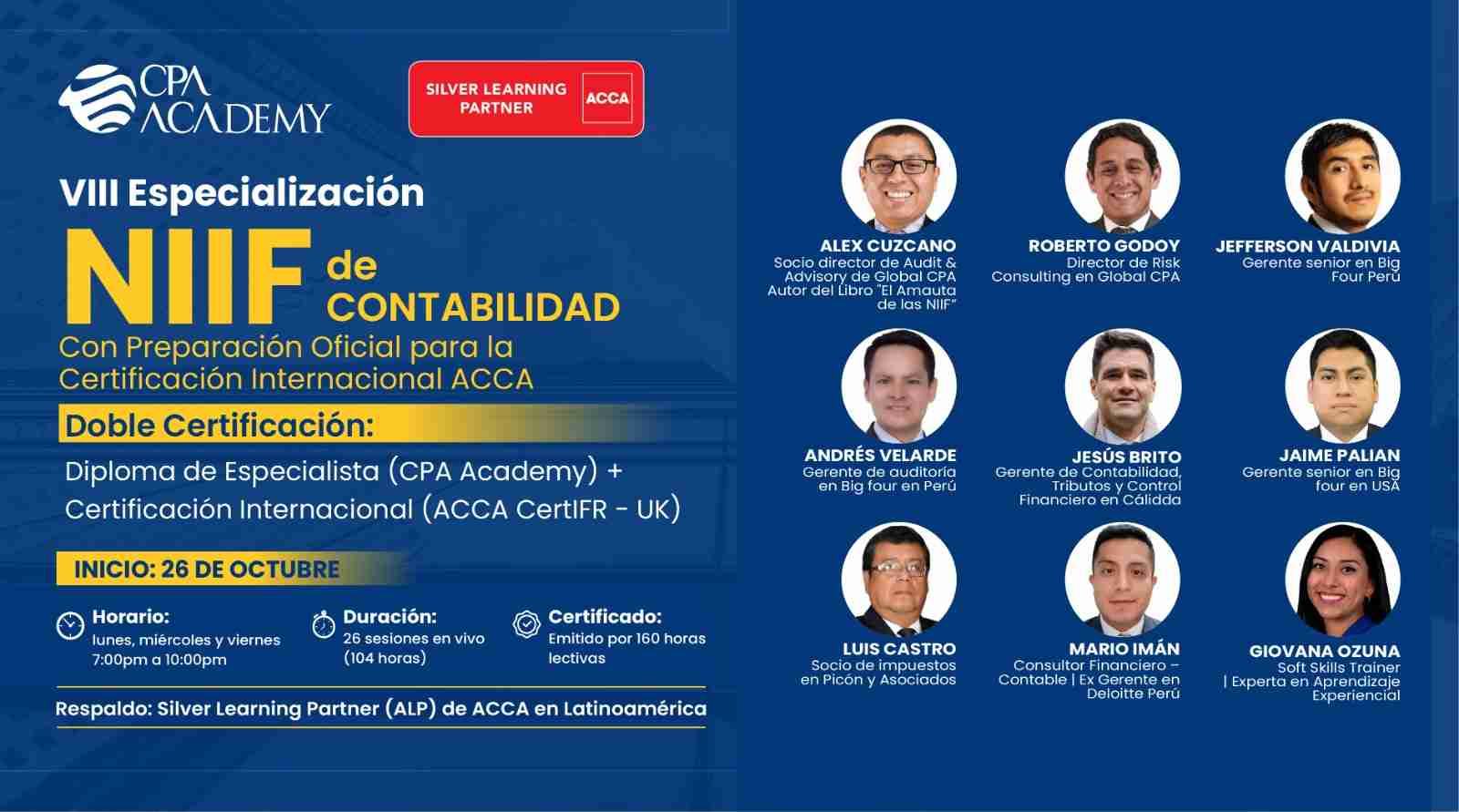 VIII ESPECIALIZACIÓN EN NIIF DE CONTABILIDAD (Con Preparación Oficial para la Certificación Internacional ACCA)